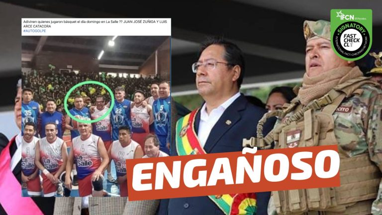 Lee más sobre el artículo (Imagen) Luis Arce jugó básquet junto a Juan José Zúñiga días antes del intento de golpe de Estado: #Engañoso