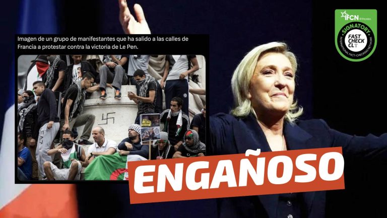Lee más sobre el artículo (Imagen) “Un grupo de manifestantes que ha salido a las calles de Francia a protestar contra la victoria de Le Pen”: #Engañoso