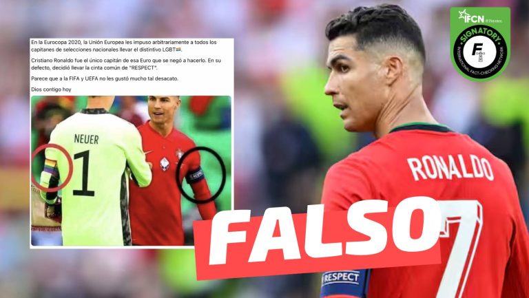 Lee más sobre el artículo La Unión Europea impuso a los capitanes de la EURO 2020 a usar el distintivo LGBT+ y Cristiano Ronaldo fue el único que se negó: #Falso