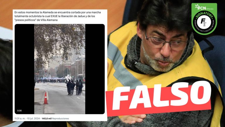 Lee más sobre el artículo (Video) El miércoles 10 de julio hubo una marcha en la Alameda en apoyo a Daniel Jadue y a los detenidos de Villa Francia: #Falso