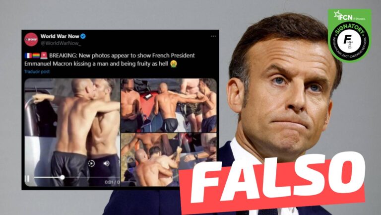 Lee más sobre el artículo (Video) Emmanuel Macron besándose con un hombre: #Falso