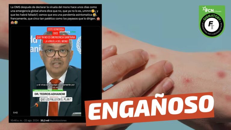 Lee más sobre el artículo (Video) “El director de la OMS da marcha atrás y declara que la viruela del mono ya no representa una emergencia sanitaria global”: #Engañoso