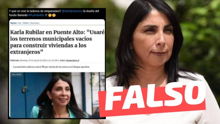 Lee más sobre el artículo (Imagen) “Karla Rubilar en Puente Alto: ‘Usaré los terrenos municipales vacíos para construir viviendas a los extranjeros'”: #Falso