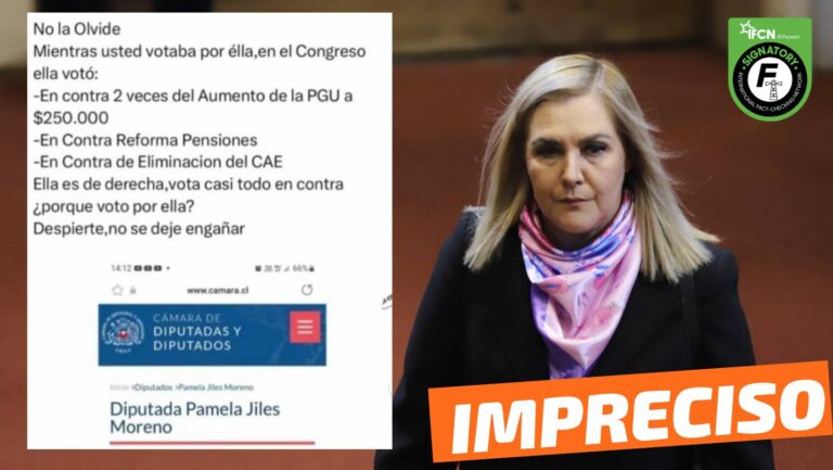 Lee más sobre el artículo Pamela Jiles “votó en contra 2 veces del aumento de la PGU a $250.000, en contra de la Reforma de Pensiones y en contra de la eliminación del CAE”: #Impreciso