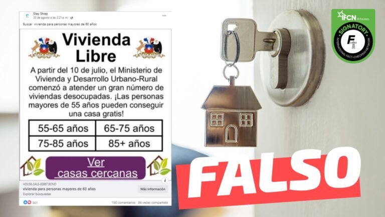 Lee más sobre el artículo (Imagen) “Las personas mayores de 55 años pueden conseguir una casa gratis”: #Falso