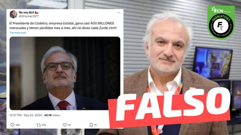 Lee más sobre el artículo “El presidente de Codelco gana casi $400 millones mensuales”: #Falso