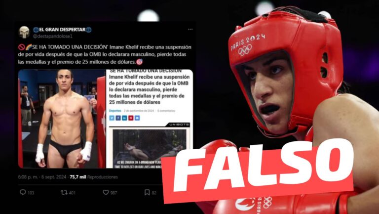 Lee más sobre el artículo (Imagen) “Imane Khelif recibe suspensión de por vida después de que la Organización Mundial de Boxeo lo declarara masculino”: #Falso