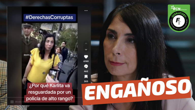 Lee más sobre el artículo (Video) Karla Rubilar tiene un carabinero como escolta cuando ya no es parte del gobierno : #Engañoso