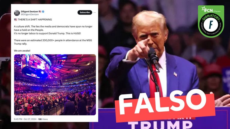 Lee más sobre el artículo “Se estima que asistieron más de 200.000 personas al mitin de Trump en el Madison Square Garden”: #Falso