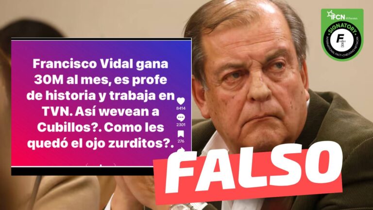 Lee más sobre el artículo “Francisco Vidal gana 30 millones de pesos mensuales”: #Falso