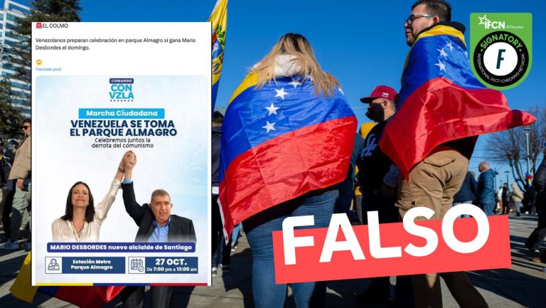 Lee más sobre el artículo (Imagen) “El Colmo: Venezolanos preparan celebración en Parque Almagro si gana Mario Desbordes”: #Falso