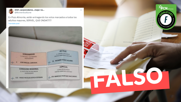 Lee más sobre el artículo (Imagen) “En Pozo Almonte, están entregando los votos marcados a todos los adultos mayores”: #Falso