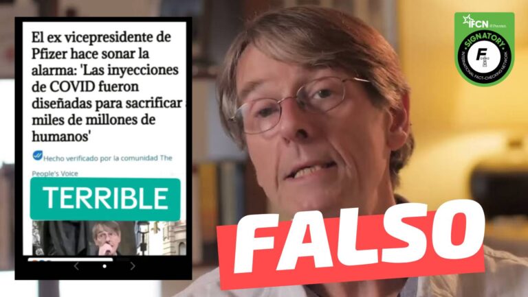 Lee más sobre el artículo Ex vicepresidente de Pfizer: “Las inyecciones de COVID fueron diseñadas para sacrificar miles de millones de humanos”: #Falso