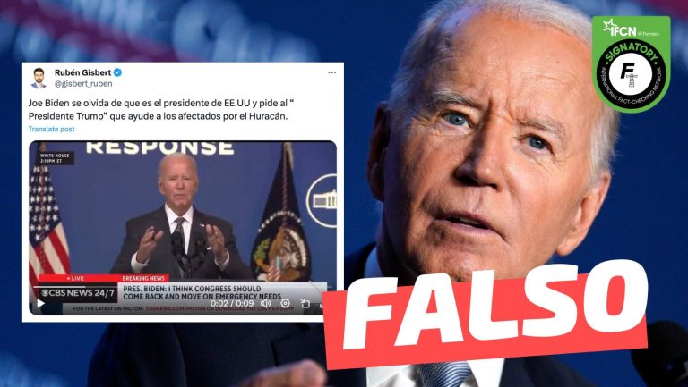 Lee más sobre el artículo “Joe Biden se olvida de que es el presidente de EE.UU y pide al ‘Presidente Trump’ que ayude a los afectados por el Huracán”: #Falso