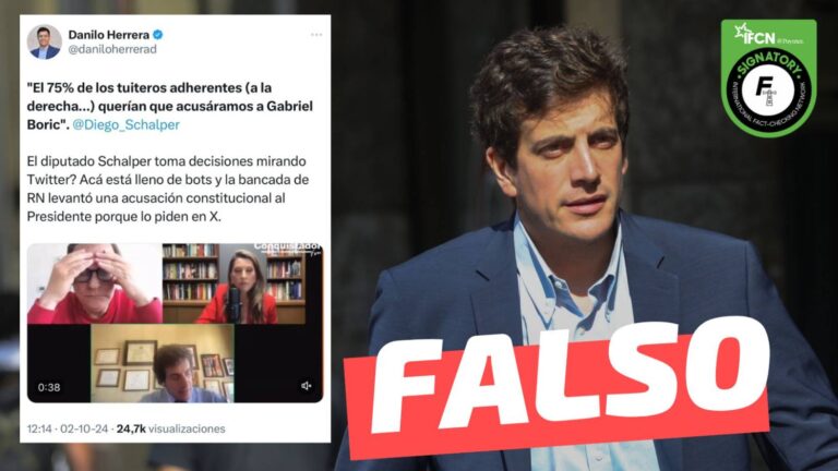 Lee más sobre el artículo Diego Schalper dijo: “El 75% de los tuiteros adherentes (a la derecha) querían que acusáramos a Gabriel Boric”: #Falso