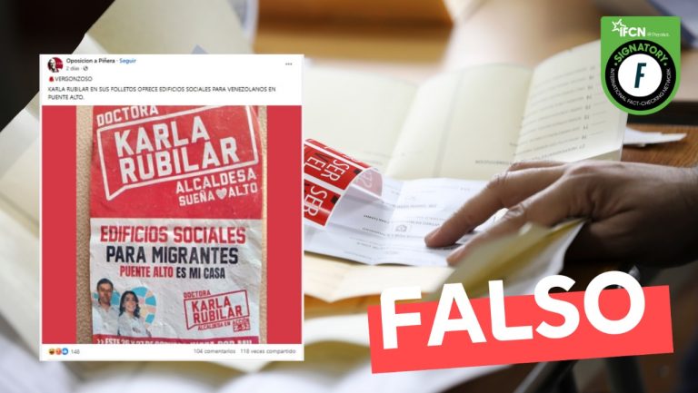 Lee más sobre el artículo “Karla Rubilar en sus folletos ofrece edificios sociales para venezolanos en Puente Alto”: #Falso