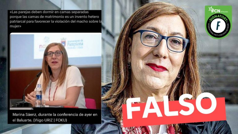 Lee más sobre el artículo “Marina Sáenz dijo que ‘las parejas deben dormir en camas separadas’ porque las de matrimonio favorecen ‘la violación del macho sobre la mujer'”: #Falso