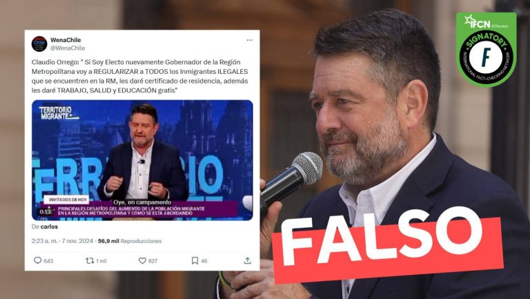 Lee más sobre el artículo Claudio Orrego: “Si soy electo nuevamente Gobernador voy a regularizar a todos los inmigrantes ilegales”: #Falso