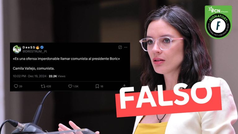 Lee más sobre el artículo Vocera de Gobierno, Camila Vallejo: “Es una ofensa imperdonable llamar comunista al presidente Boric”: #Falso