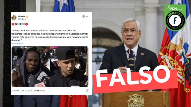 Lee más sobre el artículo Inmigrantes dijeron: “Piñera nos invitó a venir (…) y ahora este gobierno no nos ayuda. Esperemos que vuelva a gobernar la derecha”: #Falso