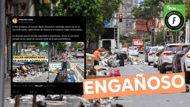 Lee más sobre el artículo (Imágenes) “A dos semanas de asumir Mario Desbordes, Santiago centro ya no es tierra de nadie, calles llenas de basura y el comercio ilegal desbordado”: #Engañoso