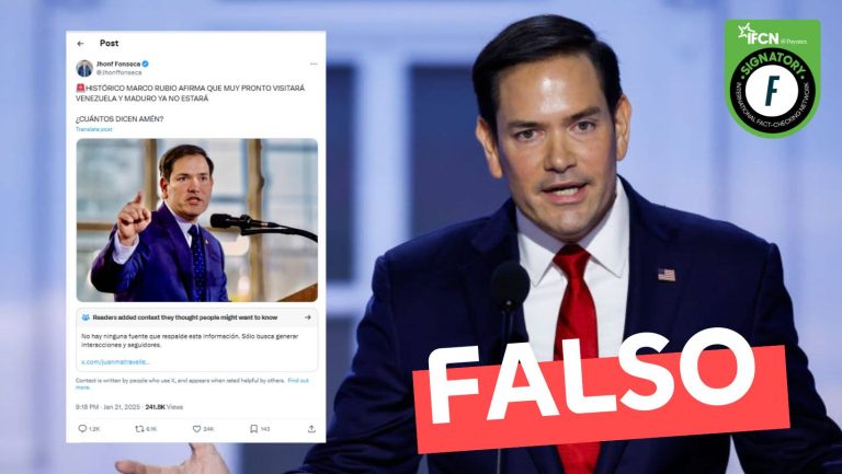 Lee más sobre el artículo “Marco Rubio afirma que muy pronto visitará Venezuela y Maduro ya no estará”: #Falso