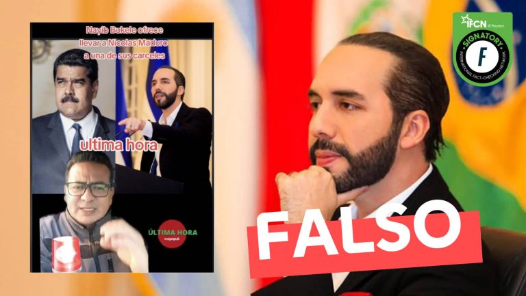 Lee más sobre el artículo “Nayib Bukele ofrece llevar a Nicolás Maduro a una de sus cárceles”: #Falso