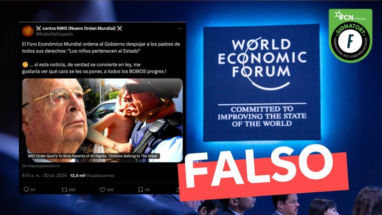 Lee más sobre el artículo “El Foro Económico Mundial ordena al gobierno despojar a los padres de todos sus derechos: ‘Los niños pertenecen al Estado'”: #Falso