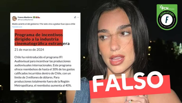 Lee más sobre el artículo “Por esto vino a grabar Dua Lipa a Chile”, respecto de ‘Programa de incentivos dirigido a la industria cinematográfica extranjera’: #Falso