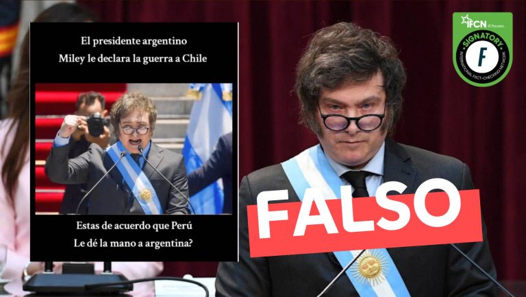 Lee más sobre el artículo “El presidente argentino Milei le declara la guerra a Chile”: #Falso