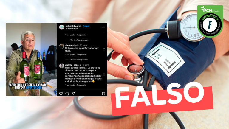 Lee más sobre el artículo Al tomar dosis de agua de mar se previenen y curan enfermedades como la diabetes, hipertensión y de colesterol: #Falso