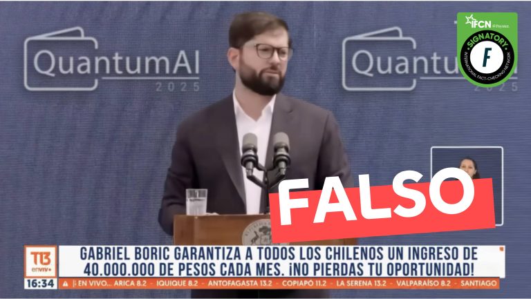 Lee más sobre el artículo (Video) “Gabriel Boric garantiza a todos los chilenos un ingreso de 40 millones de pesos cada mes”: #Falso