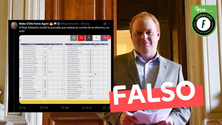 Lee más sobre el artículo “Rojo Edwards vendió la pomada que votaría en contra de la reforma y no votó”: #Falso