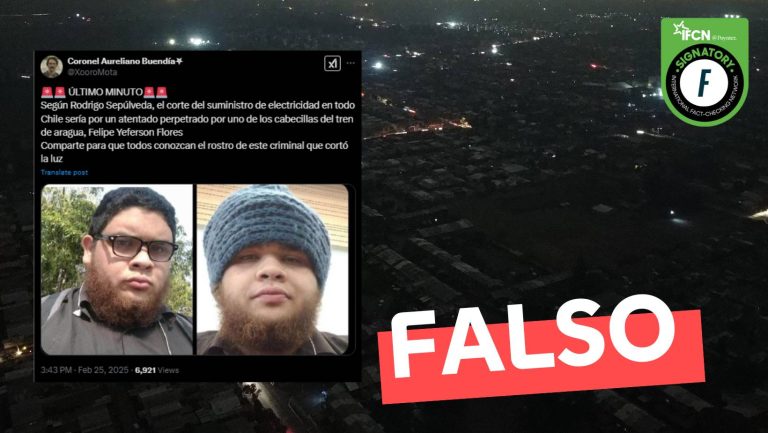 Lee más sobre el artículo “Según Rodrigo Sepúlveda, el corte del suministro de electricidad en todo Chile sería por un atentado perpetrado por uno de los cabecillas del Tren de Aragua, Felipe Yeferson Flores”: #Falso