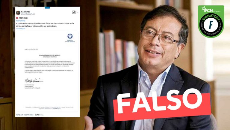 Lee más sobre el artículo (Imagen) “El presidente colombiano Gustavo Petro está en estado crítico en la clínica Santa Fe por intoxicación por sobredosis”: #Falso