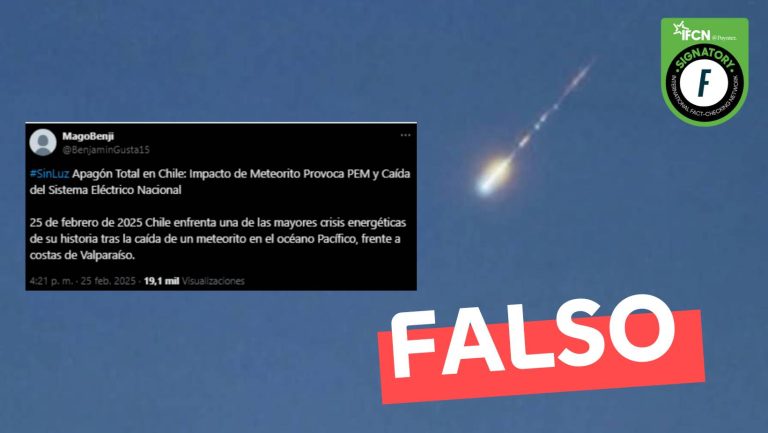Lee más sobre el artículo “Impacto de meteorito provoca pulso electomagnético y caída del Sistema Eléctrico Nacional”: #Falso
