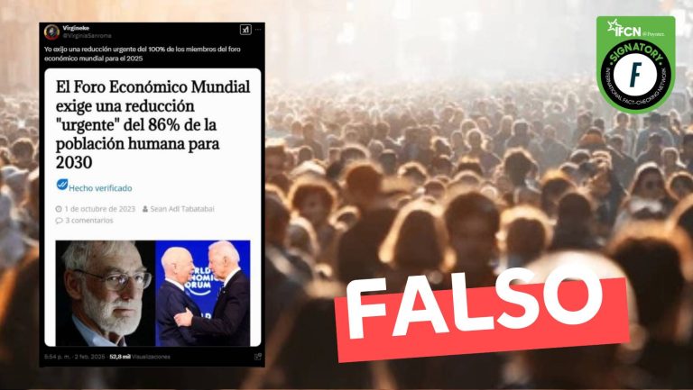 Lee más sobre el artículo “El Foro Económico Mundial exige una reducción ‘urgente’ del 86% de la población humana para 2030”: #Falso