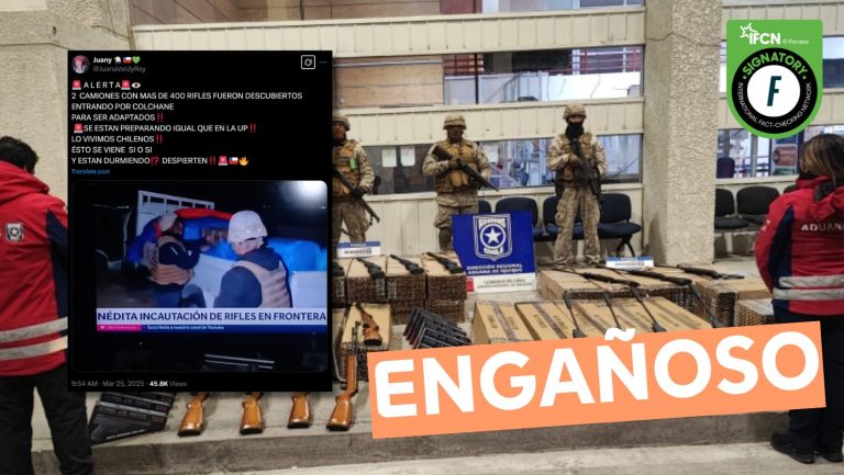 Lee más sobre el artículo (Imagen) “2 camiones con más de 400 rifles fueron descubiertos entrando por Colchane”: #Engañoso