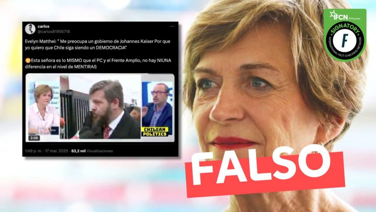 Lee más sobre el artículo Evelyn Matthei: “Me preocupa un gobierno de Johannes Kaiser porque yo quiero que Chile siga siendo una democracia”: #Falso