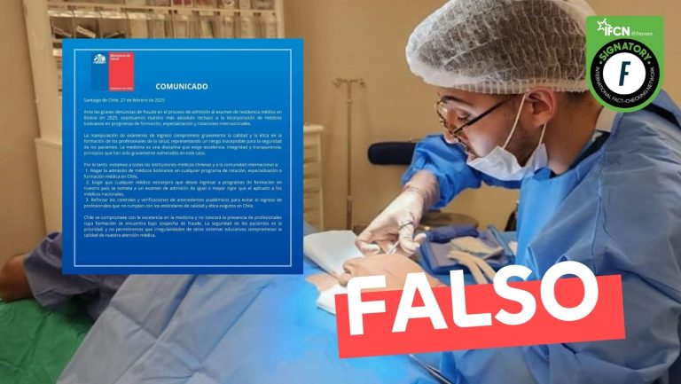 Lee más sobre el artículo Minsal rechaza la incorporación de médicos bolivianos en programas de formación, especialización y rotaciones internacionales: #Falso