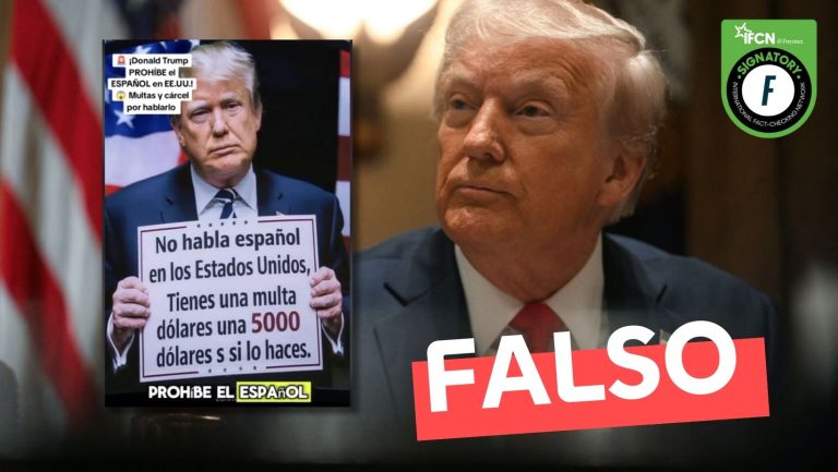 Lee más sobre el artículo “Donald Trump prohíbe el español en EE.UU.: multas y cárcel por hablarlo”: #Falso