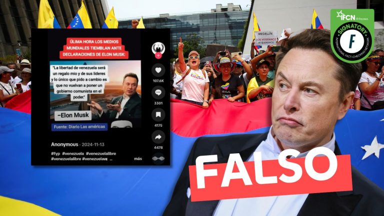 Lee más sobre el artículo Elon Musk: “La libertad de Venezuela será un regalo mío y de sus líderes”: #Falso