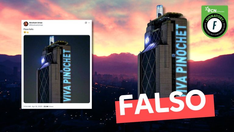 Lee más sobre el artículo (Imagen) Proyección de frase “Viva Pinochet” en Torre Telefónica: #Falso