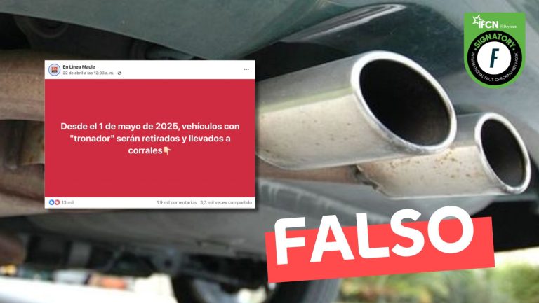 Lee más sobre el artículo “Desde el 1 de mayo de 2025, vehículos con ‘tronador’ serán retirados y llevados a corrales”: #Falso