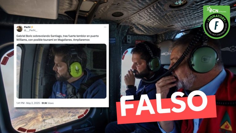 Lee más sobre el artículo (Imagen) “Gabriel Boric sobrevolando Santiago, tras fuerte temblor en Puerto Williams, con posible tsunami en Magallanes”: #Falso