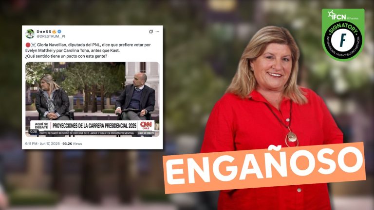 Lee más sobre el artículo (Video) “Gloria Naveillán, diputada del PNL, dice que prefiere votar por Evelyn Matthei y por Carolina Tohá, antes que Kast”: #Engañoso