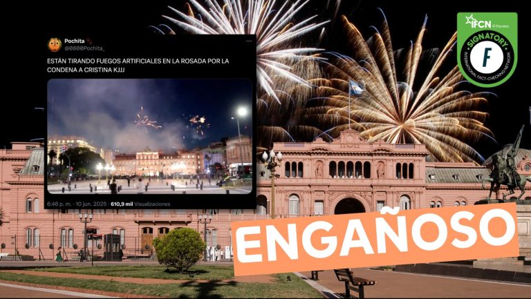 Lee más sobre el artículo (Video) “Están tirando fuegos artificiales en la Casa Rosada por la condena a Cristina Fernández”: #Engañoso