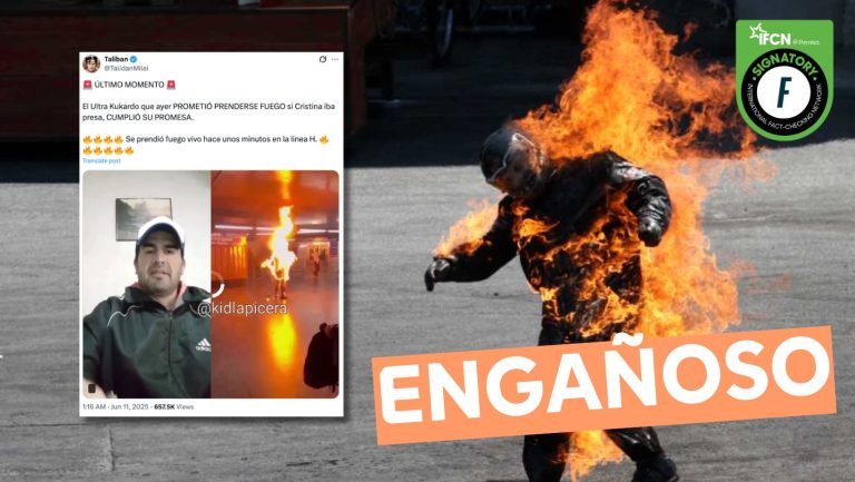 Lee más sobre el artículo (Video) “El ultra kukardo que ayer prometió prenderse fuego si Cristina iba presa cumplió su promesa”: #Engañoso