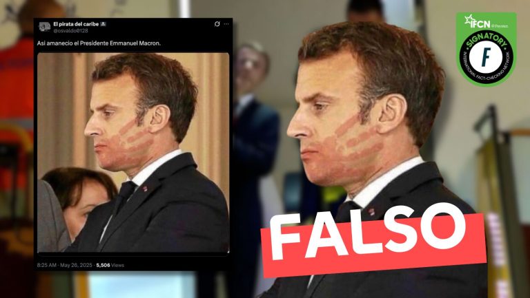 Lee más sobre el artículo (Imagen) “Así amaneció el Presidente Emmanuel Macron”: #Falso