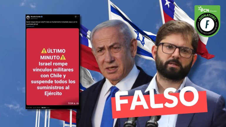 Lee más sobre el artículo “Israel rompe vínculos militares con Chile y suspende todos los suministros al Ejército”: #Falso